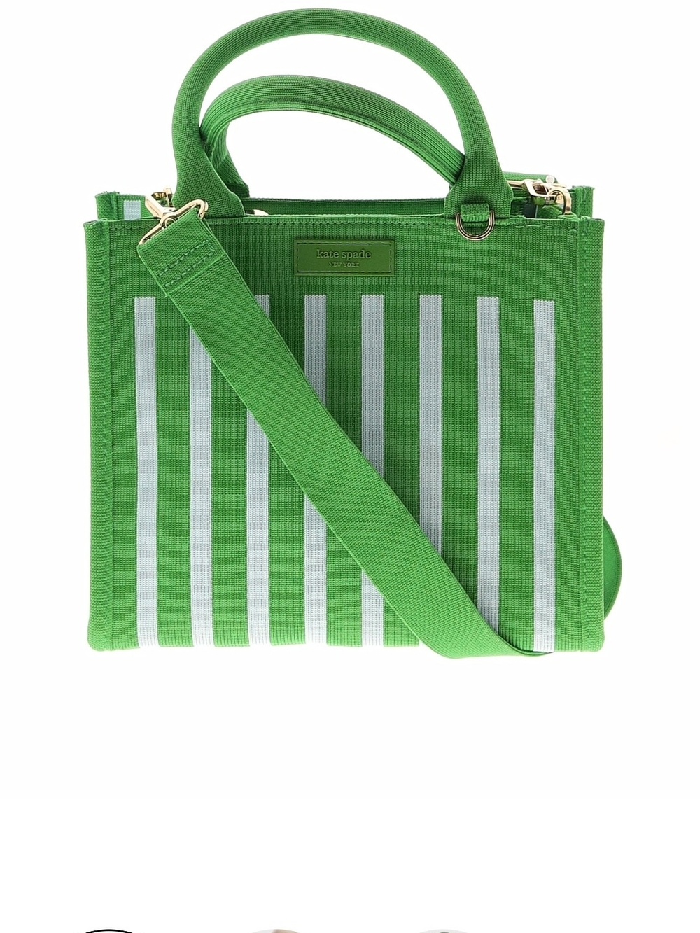 kate spade Green and White Striped Canvas Tote with Strap